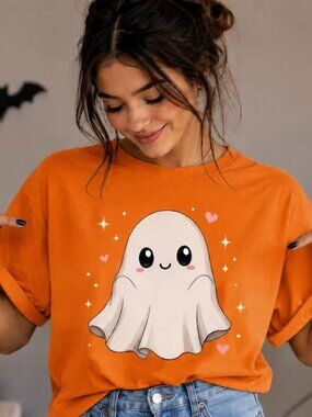 Cute Ghost Halloween Shirt, Kawaii Ghost T-Shirt, Spooky Season Tee